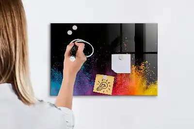 Magnetisch planbord van bedrukt glas met decoratie Kleur-explosie