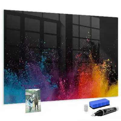 Magnetisch planbord van bedrukt glas met decoratie Kleur-explosie