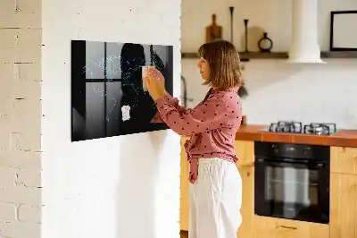 Glazen memobord met wereldkaartprint inclusief neodymium magneten