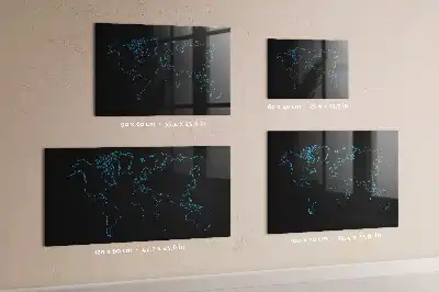 Glazen memobord met wereldkaartprint inclusief neodymium magneten