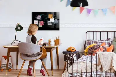 Glazen memobord met wereldkaartprint inclusief neodymium magneten