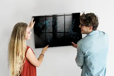 Glazen memobord met wereldkaartprint inclusief neodymium magneten