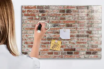 Glazen memobord met print inclusief neodymium magneten met bakstenen muur als motief