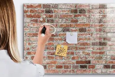Glazen memobord met print inclusief neodymium magneten met bakstenen muur als motief