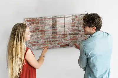 Glazen memobord met print inclusief neodymium magneten met bakstenen muur als motief