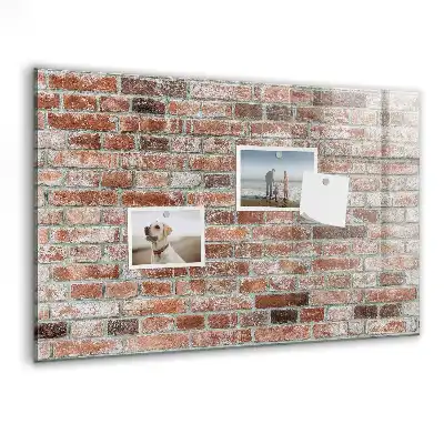 Glazen memobord met print inclusief neodymium magneten met bakstenen muur als motief