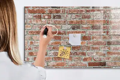 Glazen memobord met print inclusief neodymium magneten met bakstenen muur als motief
