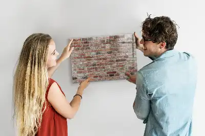 Glazen memobord met print inclusief neodymium magneten met bakstenen muur als motief