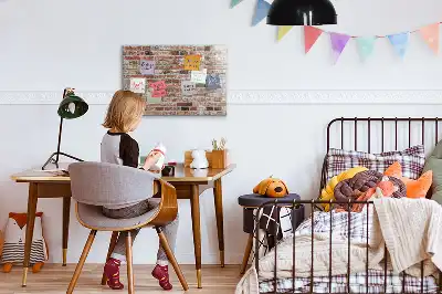 Glazen memobord met print inclusief neodymium magneten met bakstenen muur als motief