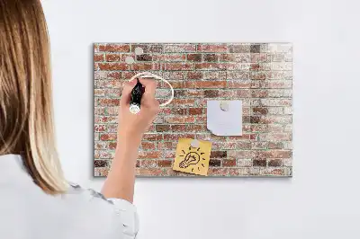 Glazen memobord met print inclusief neodymium magneten met bakstenen muur als motief