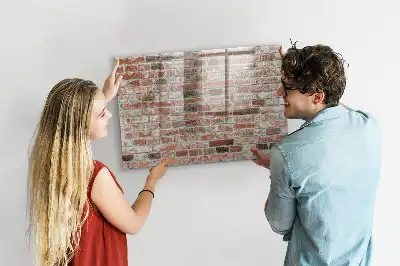 Glazen memobord met print inclusief neodymium magneten met bakstenen muur als motief