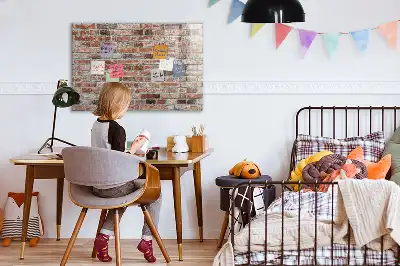 Glazen memobord met print inclusief neodymium magneten met bakstenen muur als motief