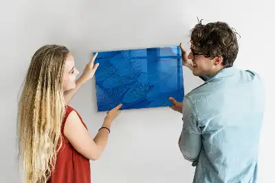 Glazen memobord met print inclusief neodymium magneten in het ontwerp Vogelveer