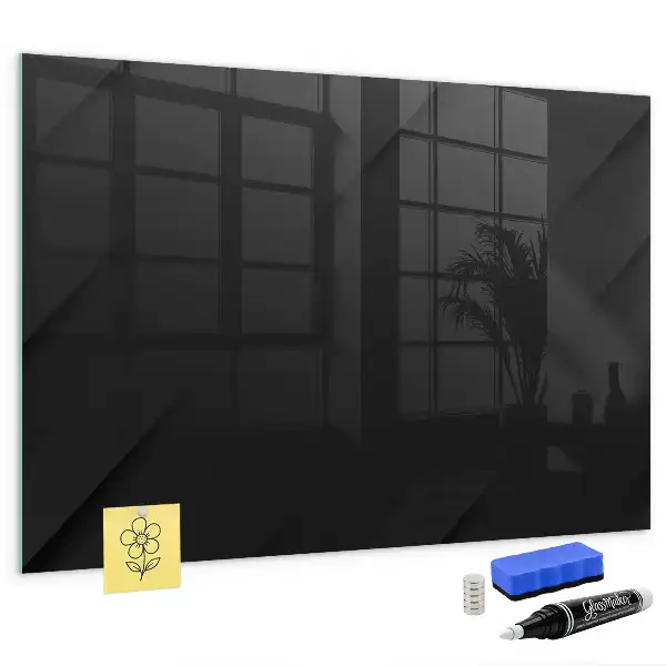Glazen memobord met donker muurpatroon inclusief neodymium magneten