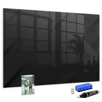 Glazen memobord met donker muurpatroon inclusief neodymium magneten