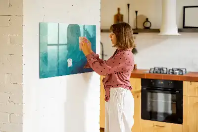 Magnetisch planbord van bedrukt glas met abstracte diepteprint