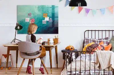 Magnetisch planbord van bedrukt glas met abstracte diepteprint