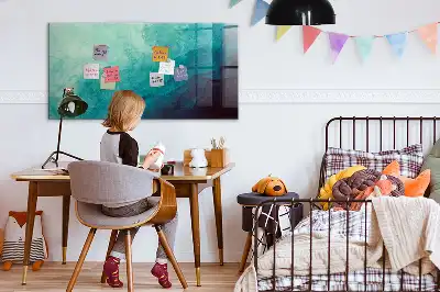 Magnetisch planbord van bedrukt glas met abstracte diepteprint