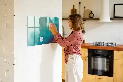 Magnetisch planbord van bedrukt glas met abstracte diepteprint