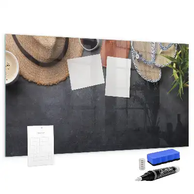 Glazen memobord met print inclusief neodymium magneten vakantie