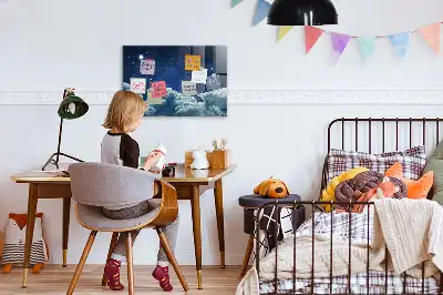 Magnetisch planbord voor de muur van bedrukt glas nachtelijke sfeer