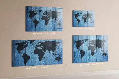 Glazen memobord met wereldkaart print inclusief neodymium magneten