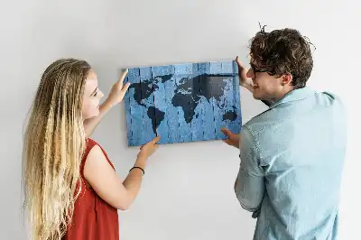 Glazen memobord met wereldkaart print inclusief neodymium magneten