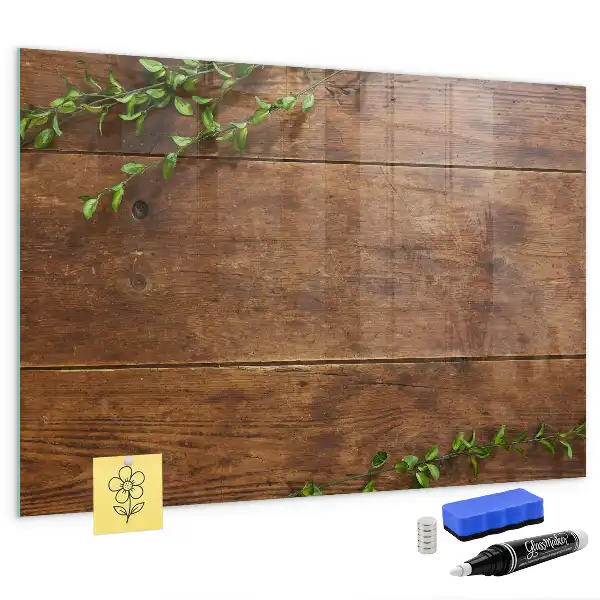 Magnetisch planbord van bedrukt glas rustiek hout design