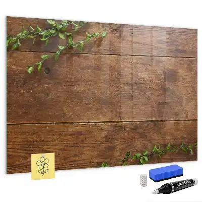 Magnetisch planbord van bedrukt glas rustiek hout design
