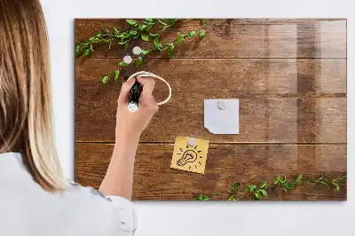 Magnetisch planbord van bedrukt glas rustiek hout design