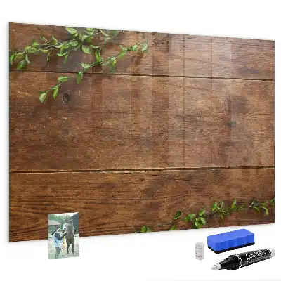 Magnetisch planbord van bedrukt glas rustiek hout design