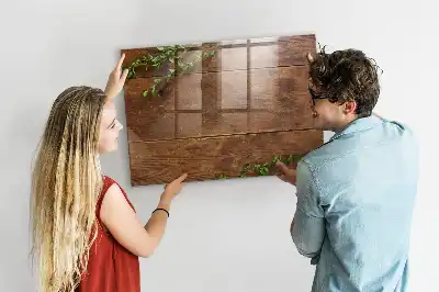 Magnetisch planbord van bedrukt glas rustiek hout design