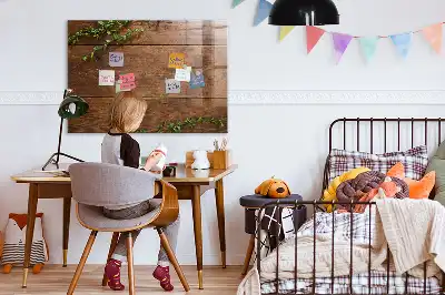 Magnetisch planbord van bedrukt glas rustiek hout design
