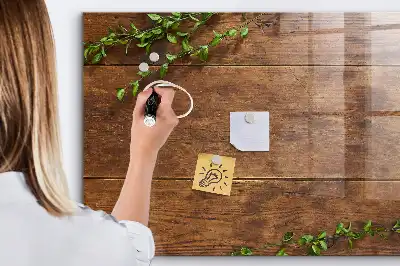 Magnetisch planbord van bedrukt glas rustiek hout design