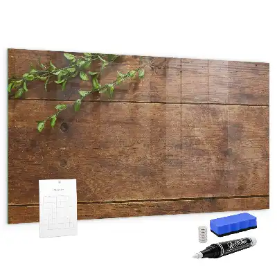 Magnetisch planbord van bedrukt glas rustiek hout design