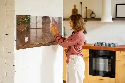 Magnetisch planbord van bedrukt glas rustiek hout design