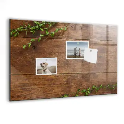 Magnetisch planbord van bedrukt glas rustiek hout design