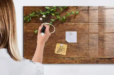 Magnetisch planbord van bedrukt glas rustiek hout design