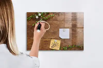 Magnetisch planbord van bedrukt glas rustiek hout design