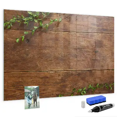 Magnetisch planbord van bedrukt glas rustiek hout design