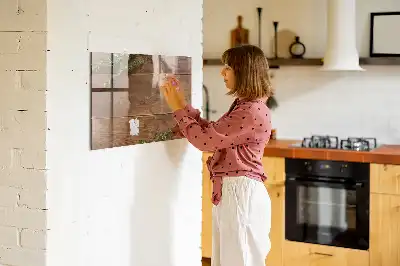Magnetisch planbord van bedrukt glas rustiek hout design
