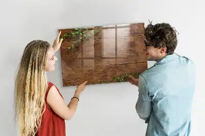Magnetisch planbord van bedrukt glas rustiek hout design