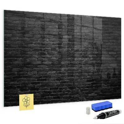 Glazen memobord met print inclusief neodymium magneten donkere bakstenen muur