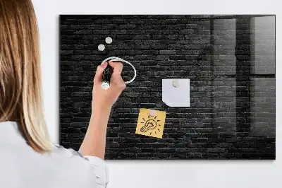 Glazen memobord met print inclusief neodymium magneten donkere bakstenen muur