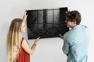 Glazen memobord met print inclusief neodymium magneten donkere bakstenen muur
