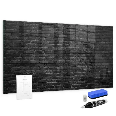 Glazen memobord met print inclusief neodymium magneten donkere bakstenen muur