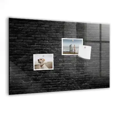 Glazen memobord met print inclusief neodymium magneten donkere bakstenen muur