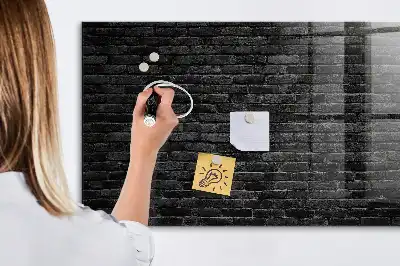 Glazen memobord met print inclusief neodymium magneten donkere bakstenen muur