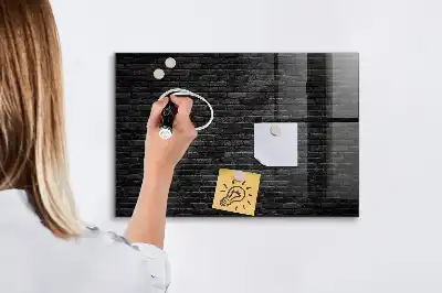 Glazen memobord met print inclusief neodymium magneten donkere bakstenen muur