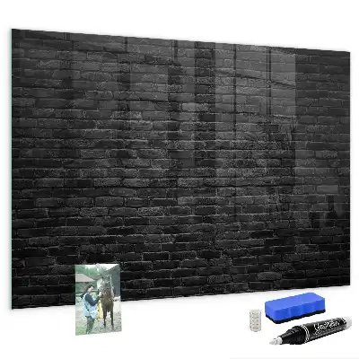 Glazen memobord met print inclusief neodymium magneten donkere bakstenen muur